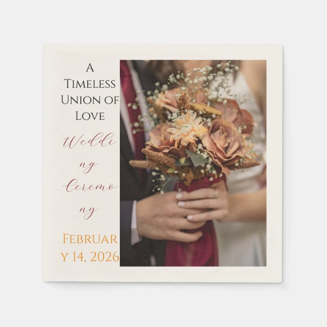 Timeless Wedding Ceremony Floral Photo Paper  Napkins (Front)