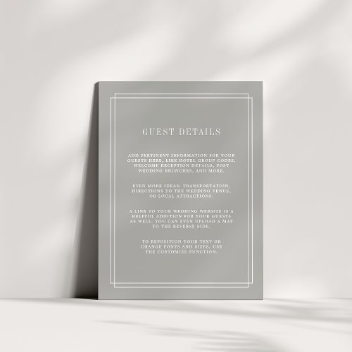 Timeless Wedding Guest Details Card  Greige