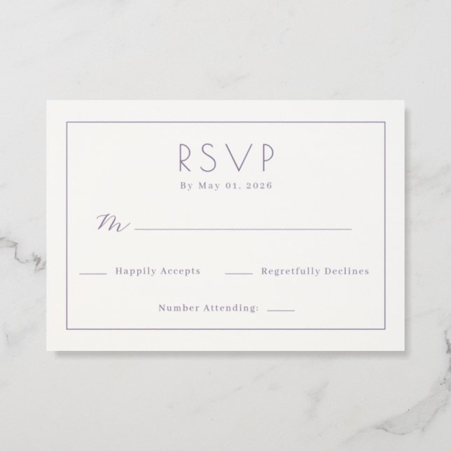 Timeless Wedding Letterpress RSVP Cards (Front)