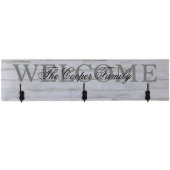 Timeless White Family Welcome Wooden Coat Rack (Front)