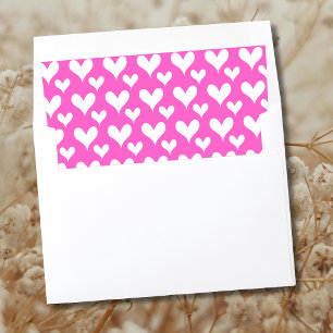 Timeless White Hearts Simple Rose Pink Envelope Liner