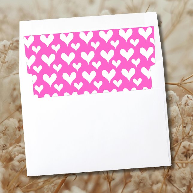 Timeless White Hearts Simple Rose Pink Envelope Liner (Creator Uploaded)