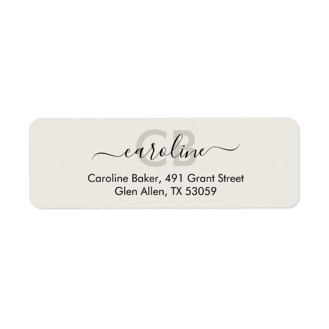 Timeless -- White Sand Monogram Address Label (Front)