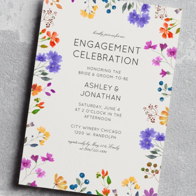 Timeless Wildflower Alabaster Engagement Party Invitation (Creator Uploaded)
