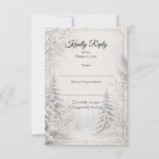 Timeless Winter Forest Elegance Wedding RSVP Card