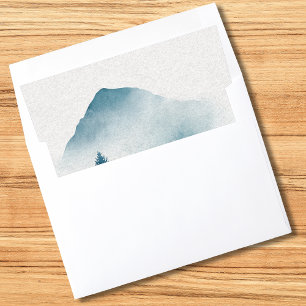Timeless Winter Peaks Watercolor Scene Wedding Envelope Liner