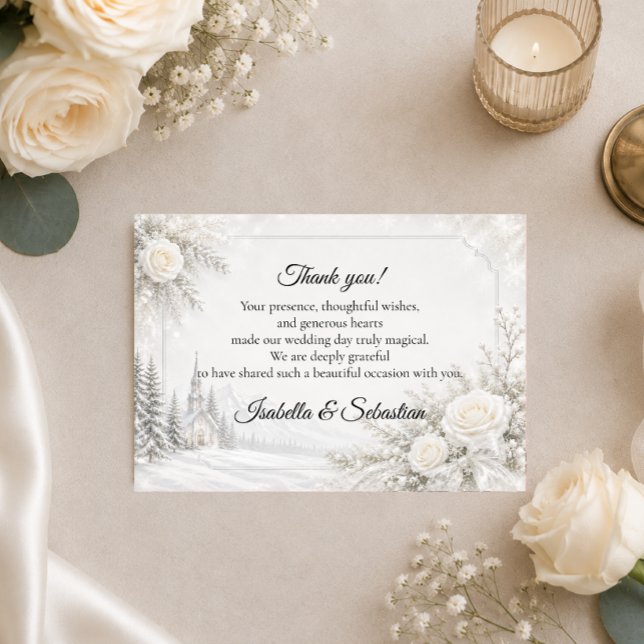 Timeless Winter Wedding Thank You Card (Creator Uploaded)