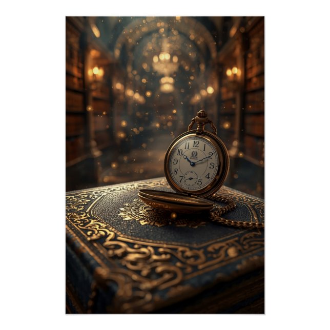 Timeless Wisdom – The Golden Clock of Knowledge Poster (Front)