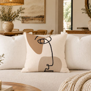 Timeless Woman Face Sketch Accent Throw Pillow Art
