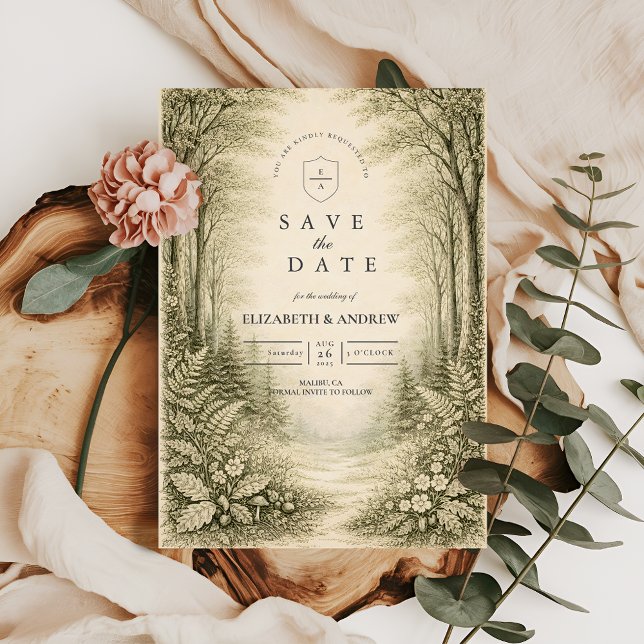 Timeless Woodland Forest Wedding Save The Date (Creator Uploaded)