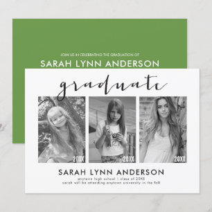 Timeline 3 Photo Graduation Party Invitation