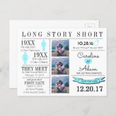 Timeline in light blue Save the Date Post Card (Front/Back)