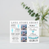 Timeline in light blue Save the Date Post Card (Standing Front)