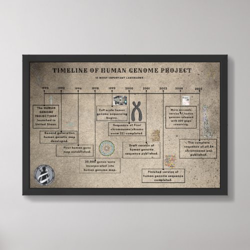 Timeline of human Genome project   Framed Art