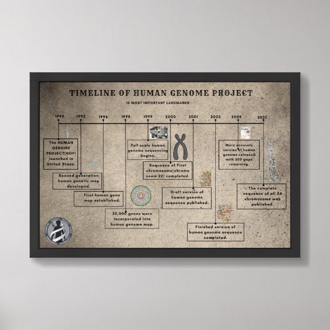 Timeline of human Genome project |  Framed Art (Framed Front)