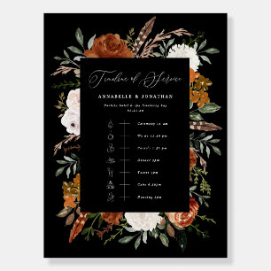 Timeline of service modern rustic black wedding foam board