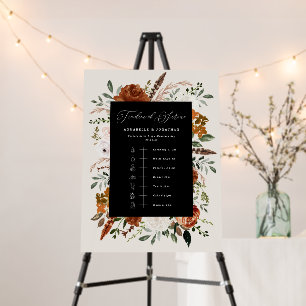 Timeline of service modern rustic black wedding foam board
