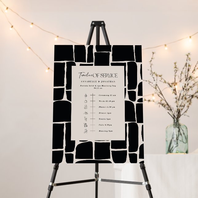 Timeline of service modern rustic black wedding foam board (In Situ (Stand))