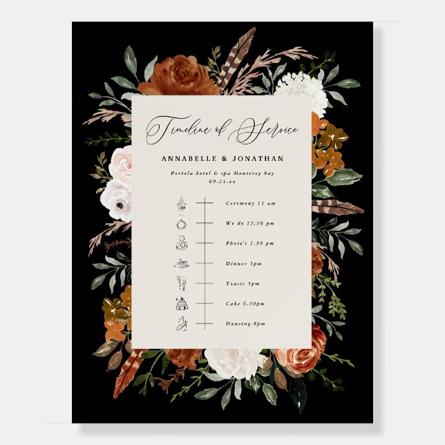 Timeline of service natural black wedding foam board (Front)