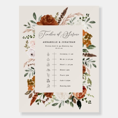 Timeline of service natural terracotta wedding foam board