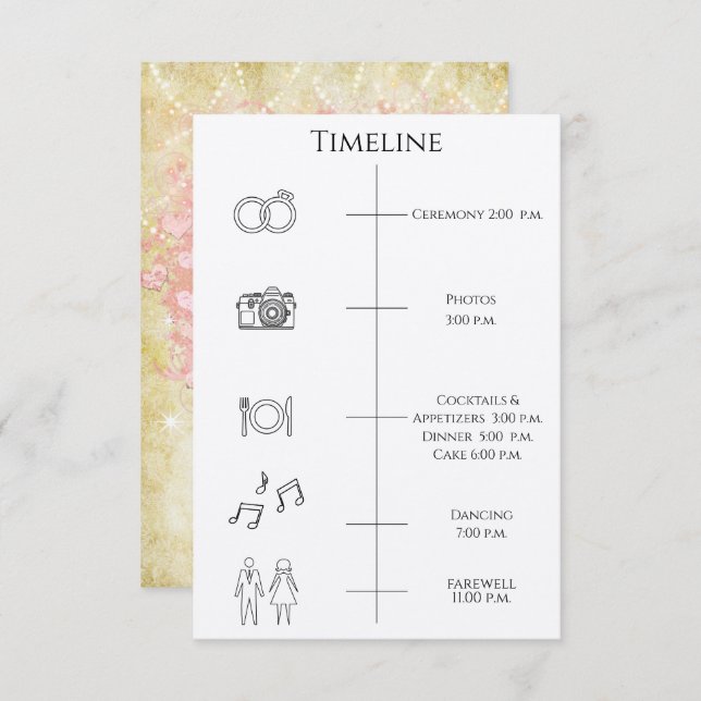 Timeline Order of Events Heart Leaf Tree Enclosure Invitation (Front/Back)