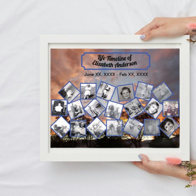 Timeline Photo Collage on Tree Line Sunset Poster (Creator Uploaded)