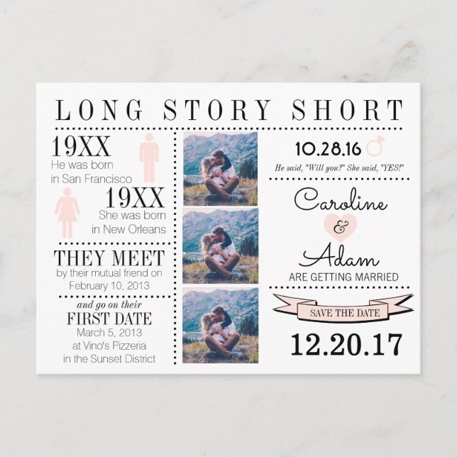 Timeline Save the Date Post Card (Front)