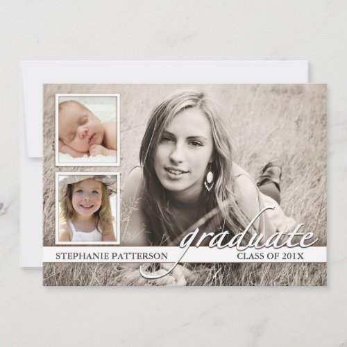 Timeline Three Photo Graduation Party Invitation