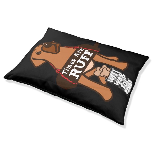 Times Are Ruff Rhodesian Ridgeback brown puppy dog Pet Bed (Angled)