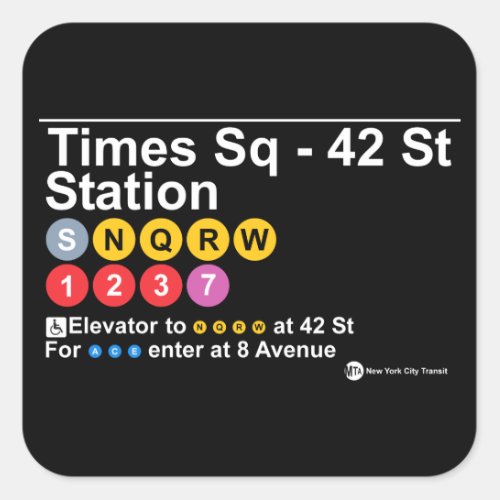 Times Square _ 42 Street Station Square Sticker