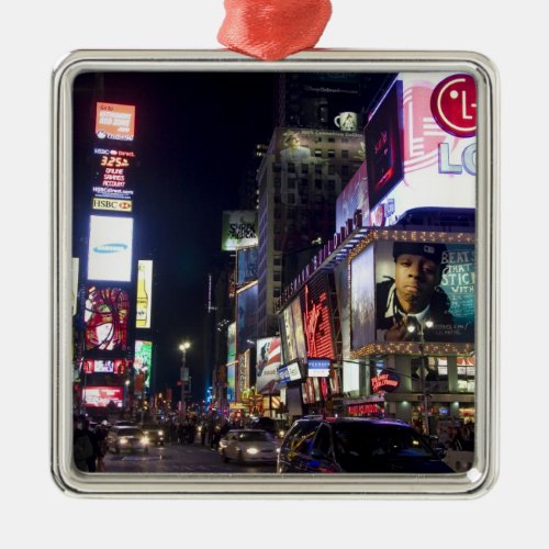 Times Square at night in Manhattan New York Metal Ornament
