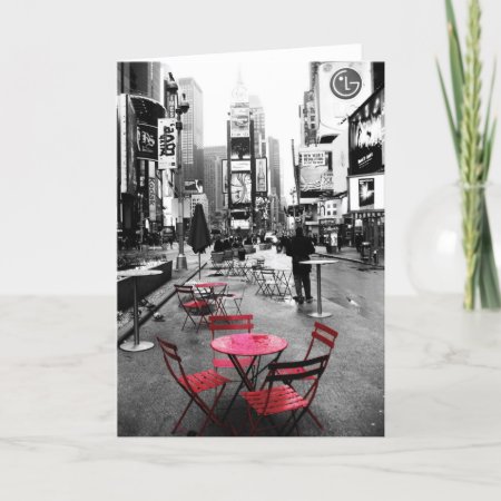 Times Square Black White & Red Greeting Card