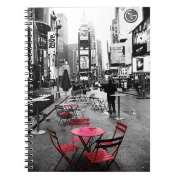Times Square Black White Red Notebook by sarahdupontdesigns at Zazzle
