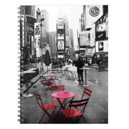 Times Square Black White Red Notebook