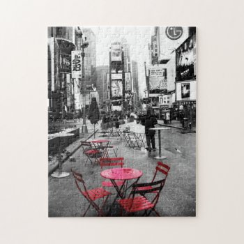 Times Square Black White Red Puzzle by sarahdupontdesigns at Zazzle
