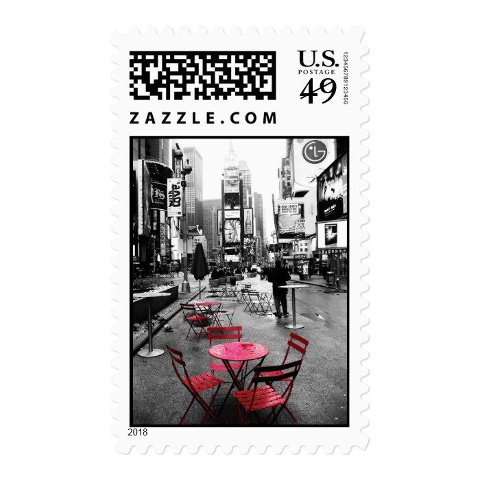 Times Square Black White Red Stamps