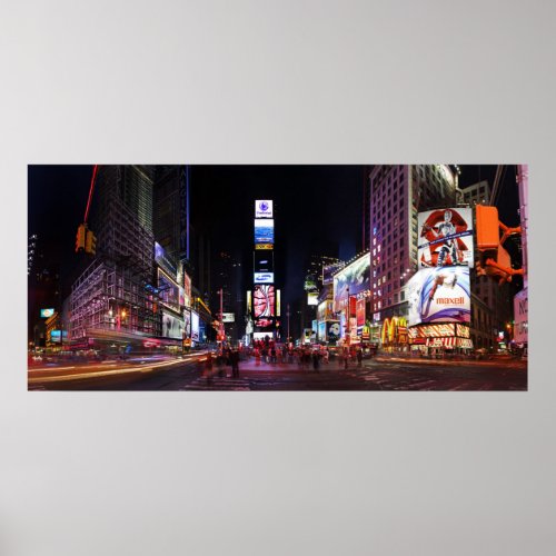 Times Square by Night Panorama Poster