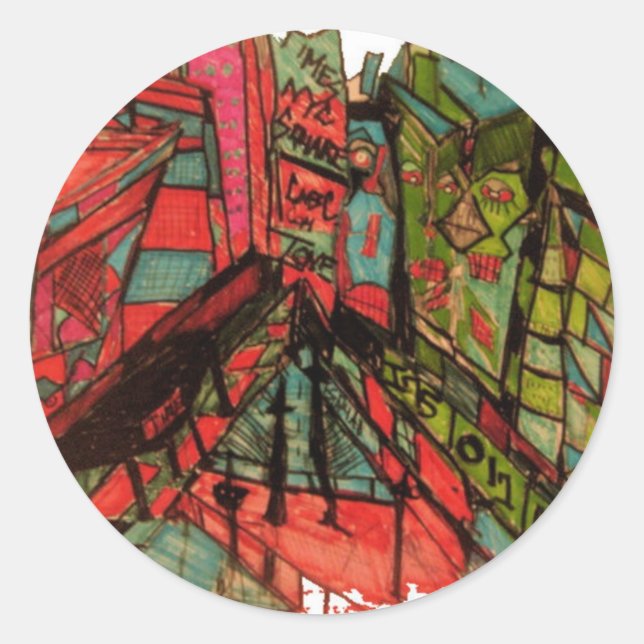 times square cnbc ink classic round sticker (Front)