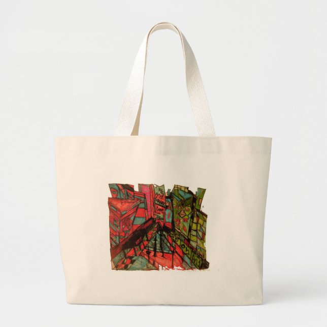 times square cnbc ink large tote bag (Front)