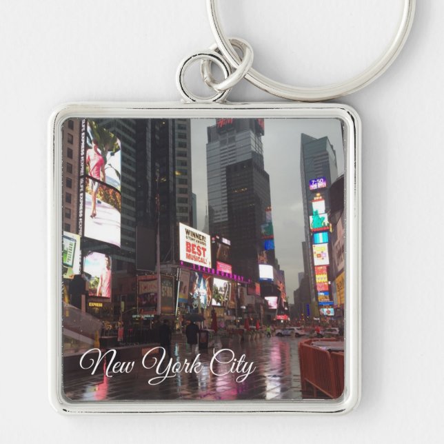 Times Square New York City NYC Neon Signs Photo Keychain (Front)
