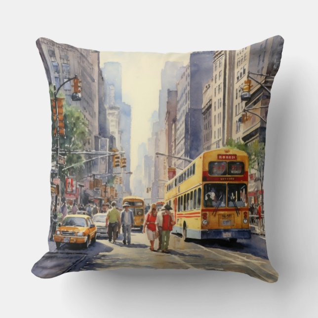Times Square New York City Throw Pillow (Front)