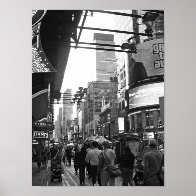Times Square NYC Black And White Photograph Poster (Front)