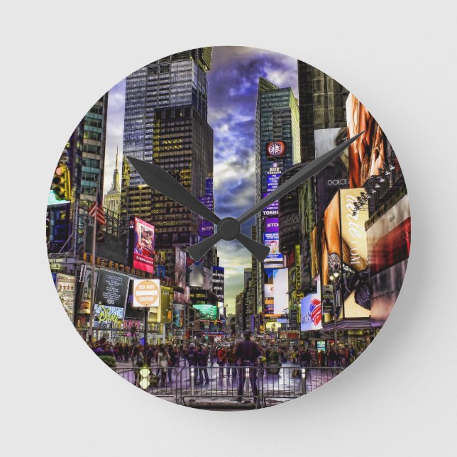 Times Square Photo in HDR Round Clock (Front)