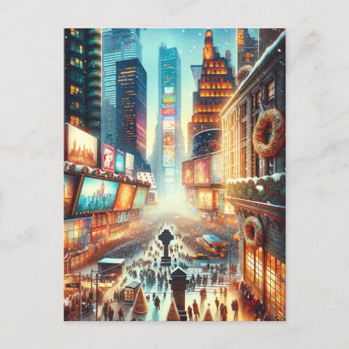 Times Square Winter Card Christmas Postcard
