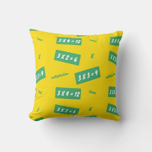 Times three yellow learning throw pillow