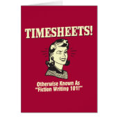 Timesheets: Fiction Writing 101 (Front)
