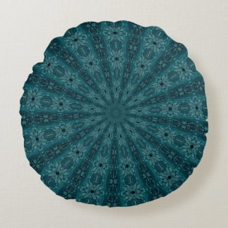 Timeworn Blue Burst Pattern Round Pillow