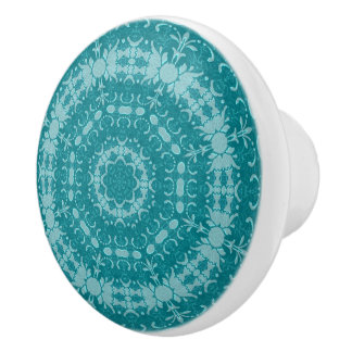 Timeworn Blue Circular Pattern Ceramic Knob