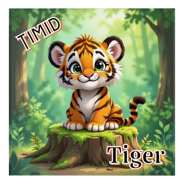 Timid Tiger | Cute Cartoon Kid's Nursery Art (Front)