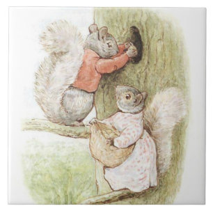 Timmy Tiptoes and Goody Squirrel by Beatrix Potter Ceramic Tile